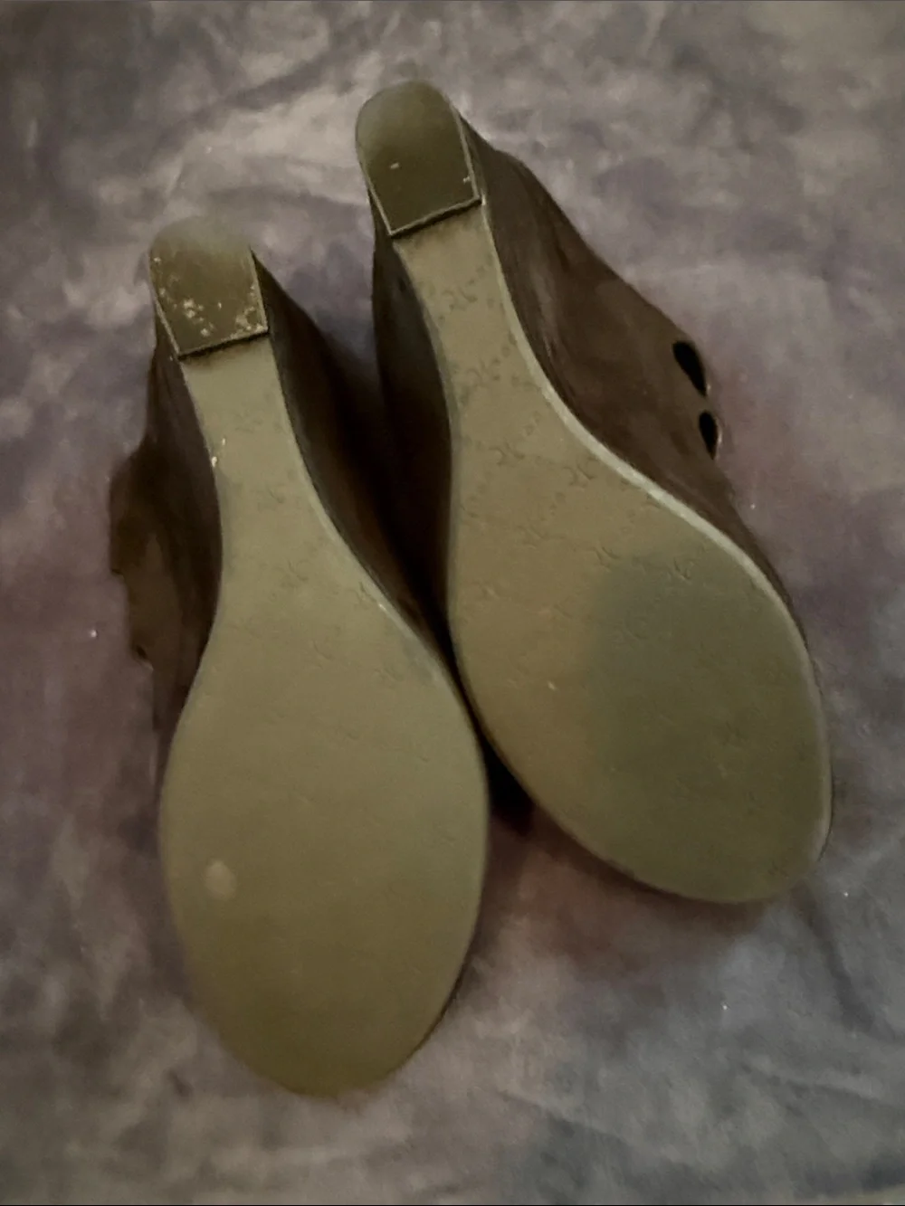 Johnston & Murphy Black Suede Cutout Wedge Mules